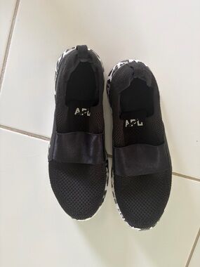 APL Black Slip-On Sneakers with White Leopard Trim